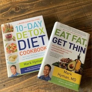 2 Book Set: Eat Fat, Get Thin Dr Mark Hyman + 10-Day Detox Diet Cookbook